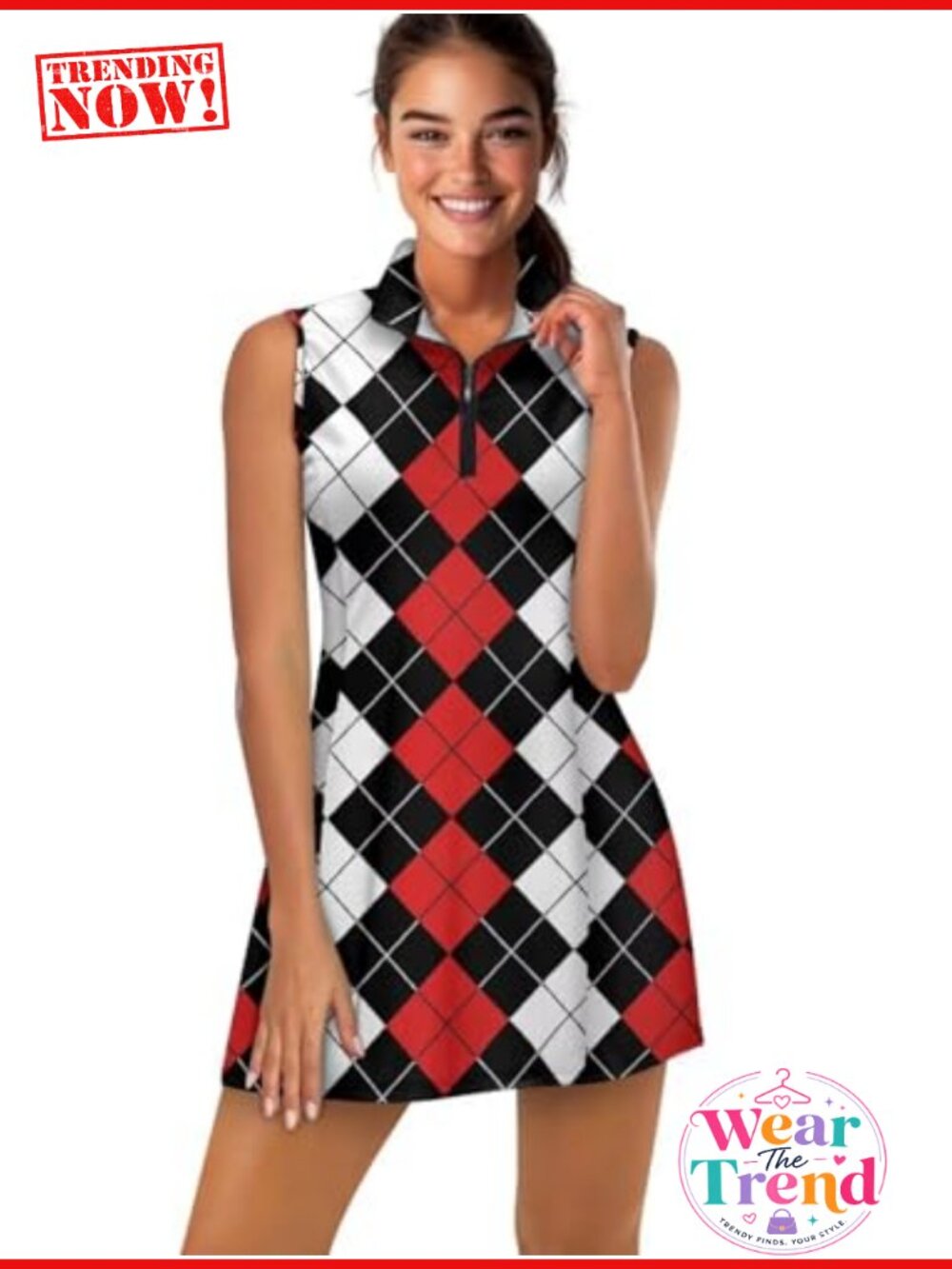 Sleeveless Tennis Golf Dress with Shorts Pockets Zip Up Workout Athletic Dress
